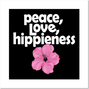 Peace Love Hippienesss Pink Hibiscus Posters and Art